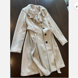 Candies Ruffle Dress coat size Juniors Small White Eccru Cream Coat Dress small